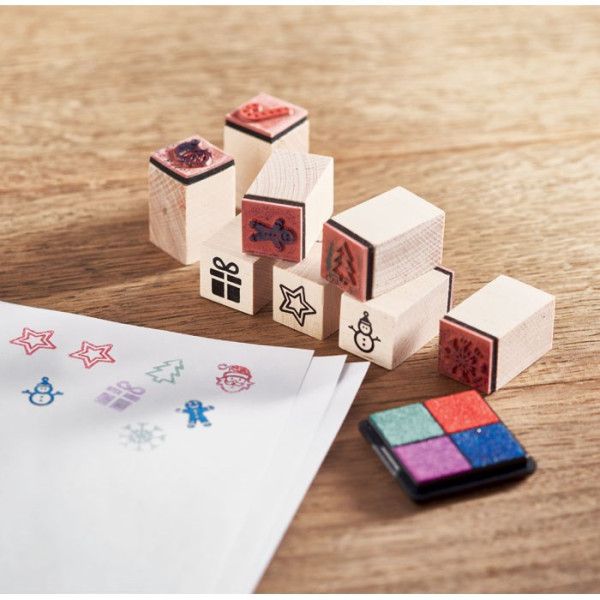 STAMPIE - 8 houten kerststempelset
